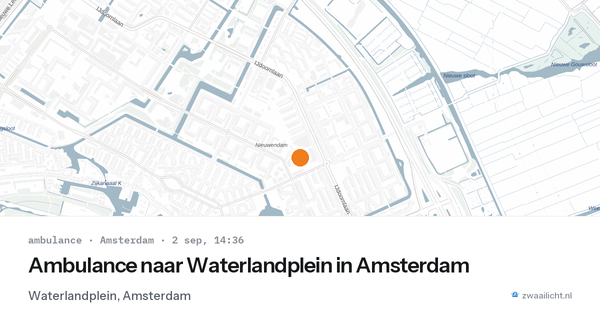 Ambulance naar Waterlandplein in Amsterdam — 2 sep 2026