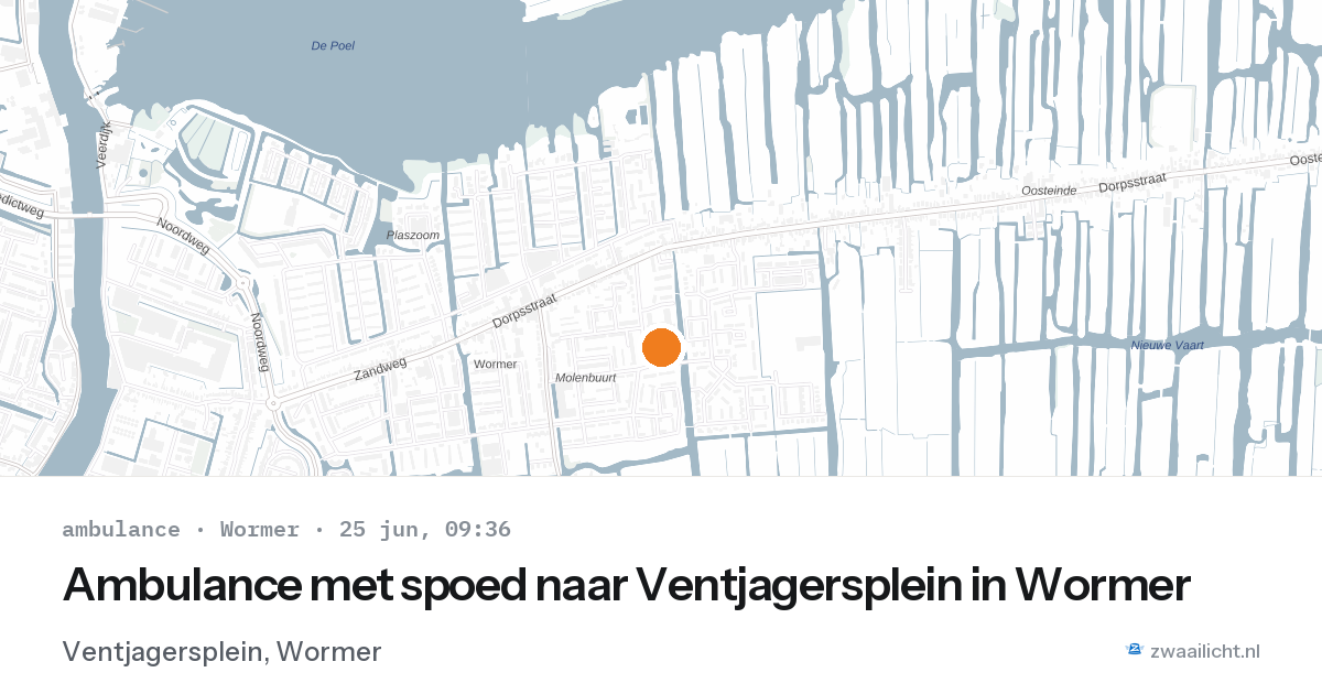 Ambulance met spoed naar Ventjagersplein in Wormer — 25 jun 2026