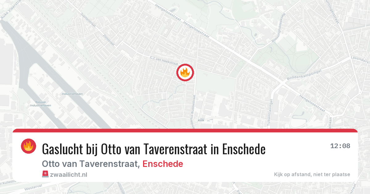 Gaslucht bij Otto van Taverenstraat in Enschede — 12 aug 2026