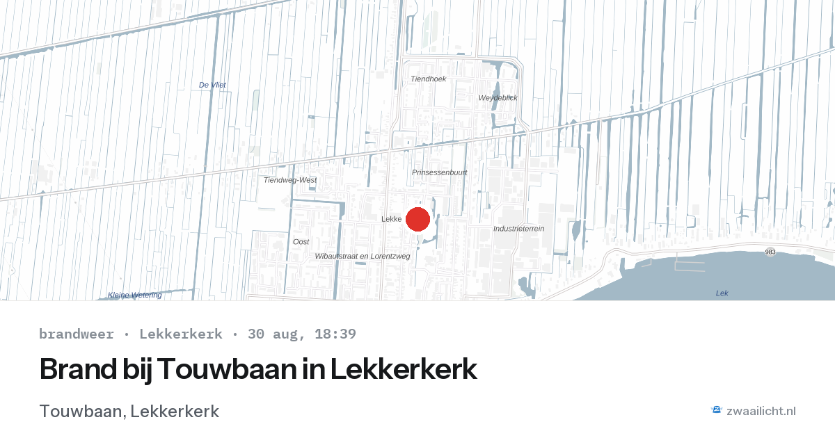 Brand bij Touwbaan in Lekkerkerk — 30 aug 2026