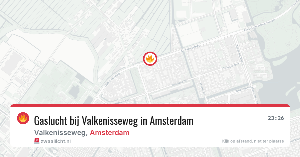 Gaslucht bij Valkenisseweg in Amsterdam — 13 jun 2026