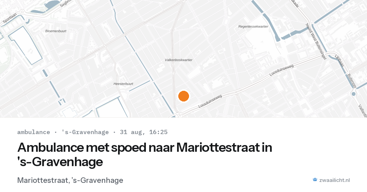 Ambulance met spoed naar Mariottestraat in 's-Gravenhage — 31 aug 2026