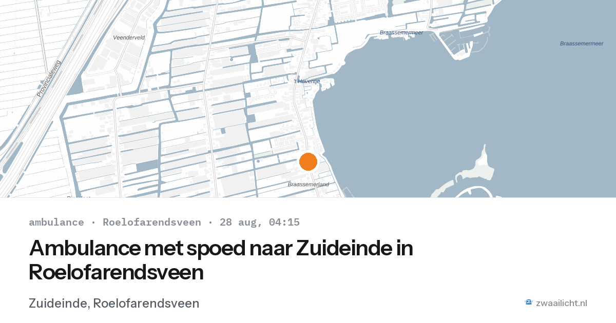 Ambulance met spoed naar Zuideinde in Roelofarendsveen — 28 aug 2026