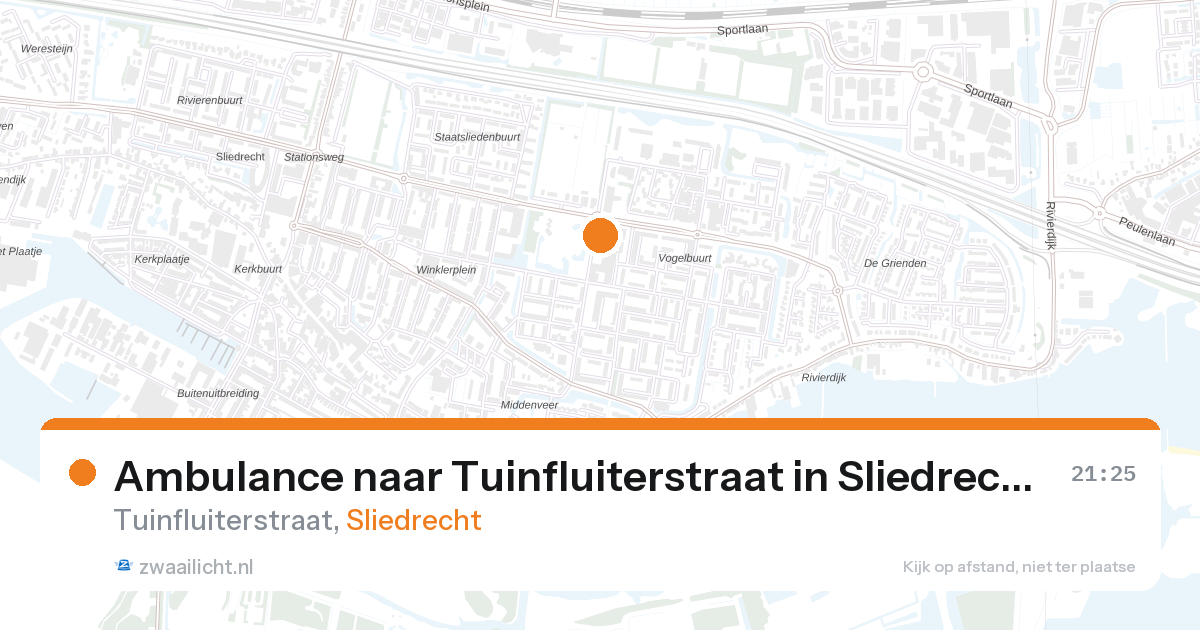 Ambulance naar Tuinfluiterstraat in Sliedrecht — 25 aug 2026