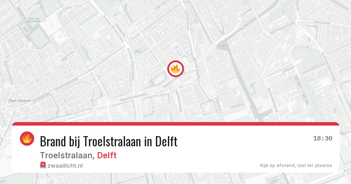 Brand bij Troelstralaan in Delft — 28 mrt 2026