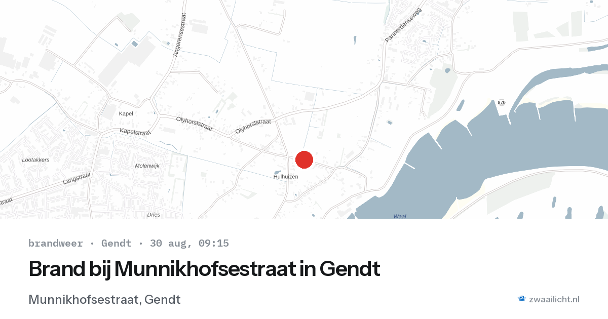 Brand bij Munnikhofsestraat in Gendt — 30 aug 2026