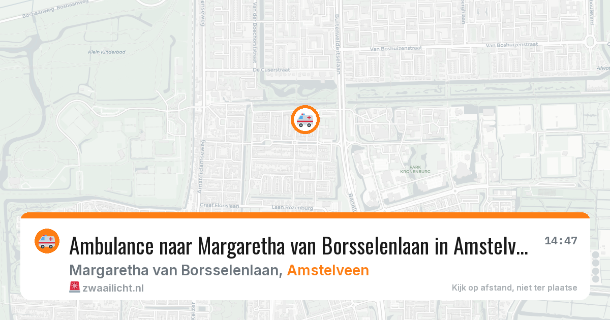 Ambulance naar Margaretha van Borsselenlaan in Amstelveen — 27 mrt 2026