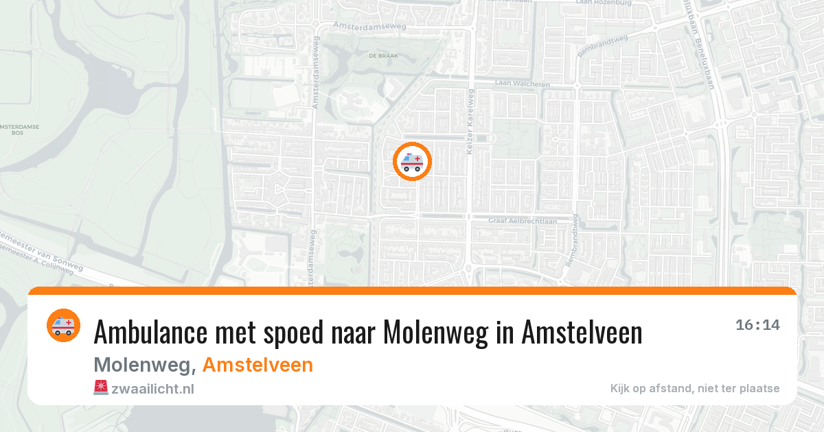 Ambulance met spoed naar Molenweg in Amstelveen — 6 aug 2026