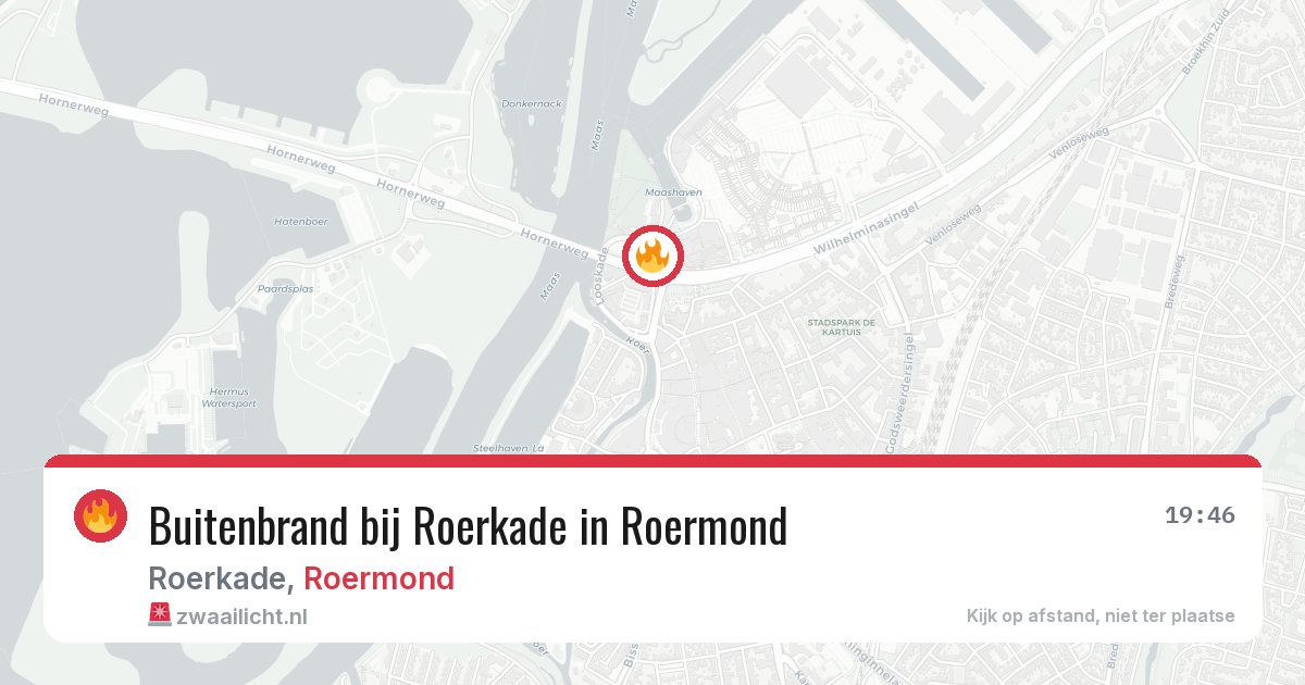 Buitenbrand bij Roerkade in Roermond — 10 jul 2026