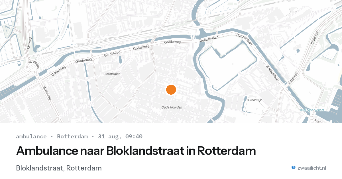 Ambulance naar Bloklandstraat in Rotterdam — 31 aug 2026