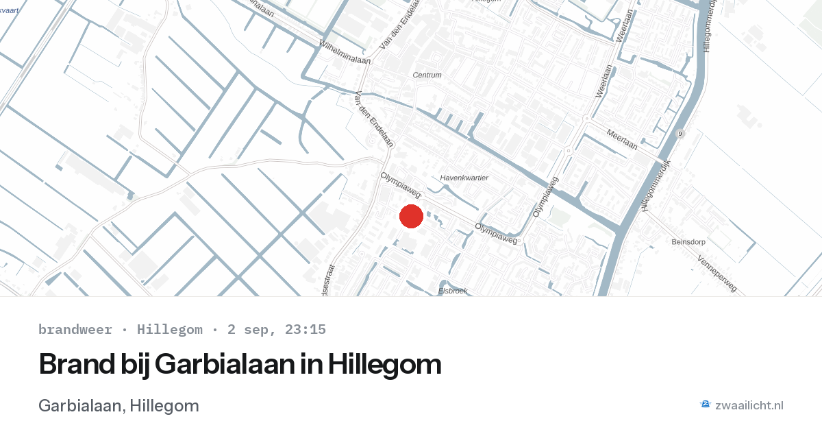 Brand bij Garbialaan in Hillegom — 2 sep 2026