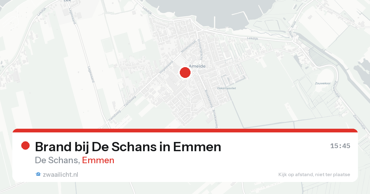 Brand bij De Schans in Emmen — 24 aug 2026