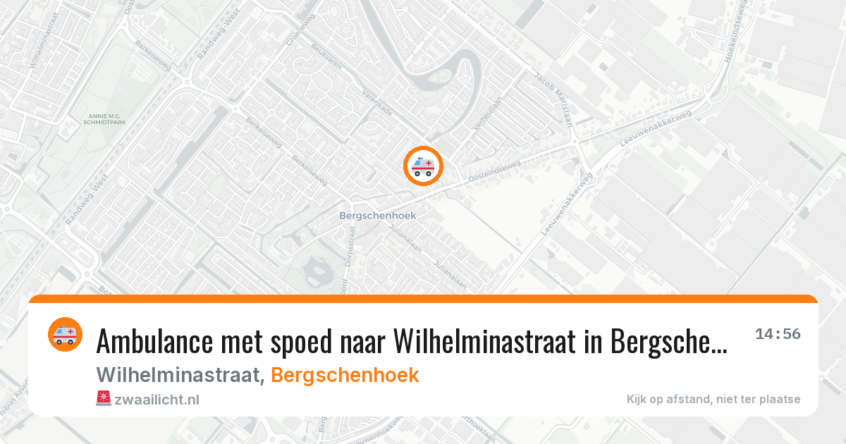 Ambulance met spoed naar Wilhelminastraat in Bergschenhoek — 4 jun 2026