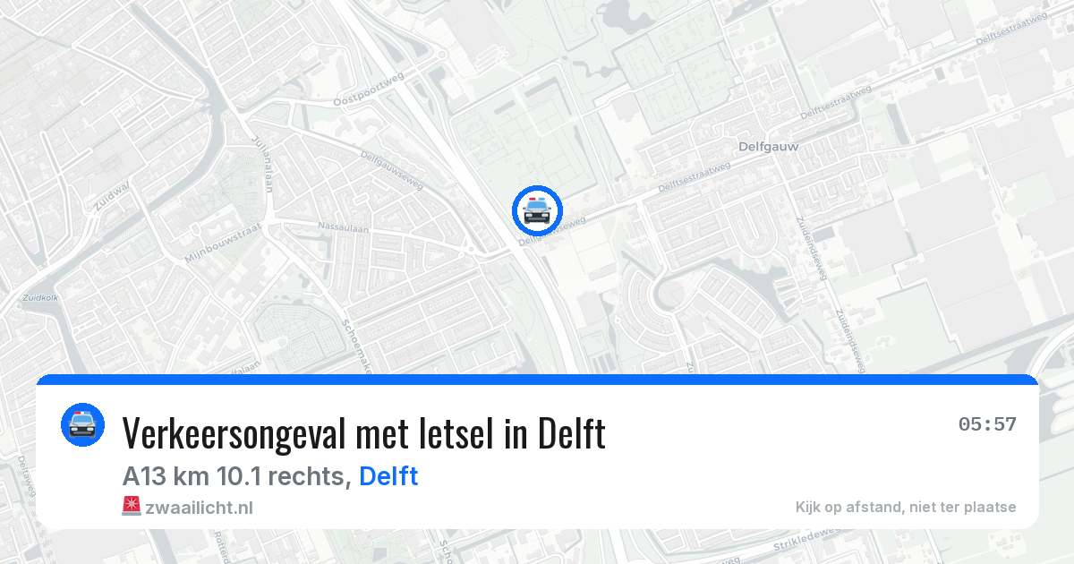 Verkeersongeval met letsel in Delft — 15 aug 2026