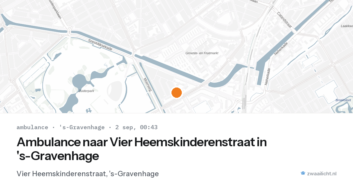 Ambulance naar Vier Heemskinderenstraat in 's-Gravenhage — 1 sep 2026
