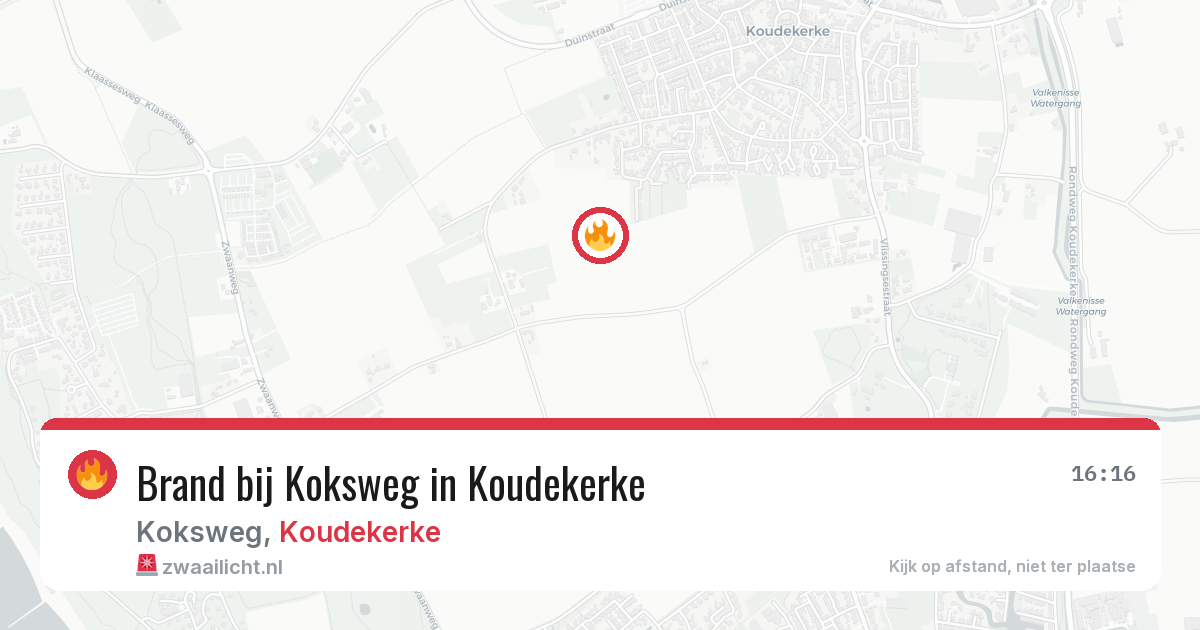 Brand bij Koksweg in Koudekerke — 16 mrt 2026