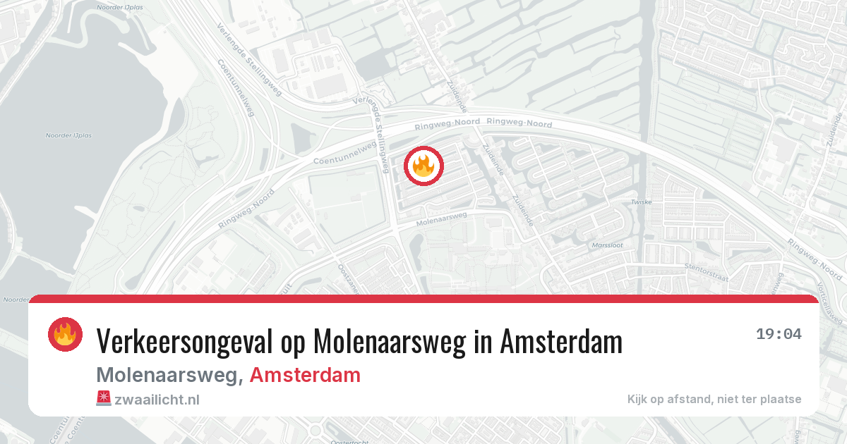 Verkeersongeval op Molenaarsweg in Amsterdam — 3 aug 2026