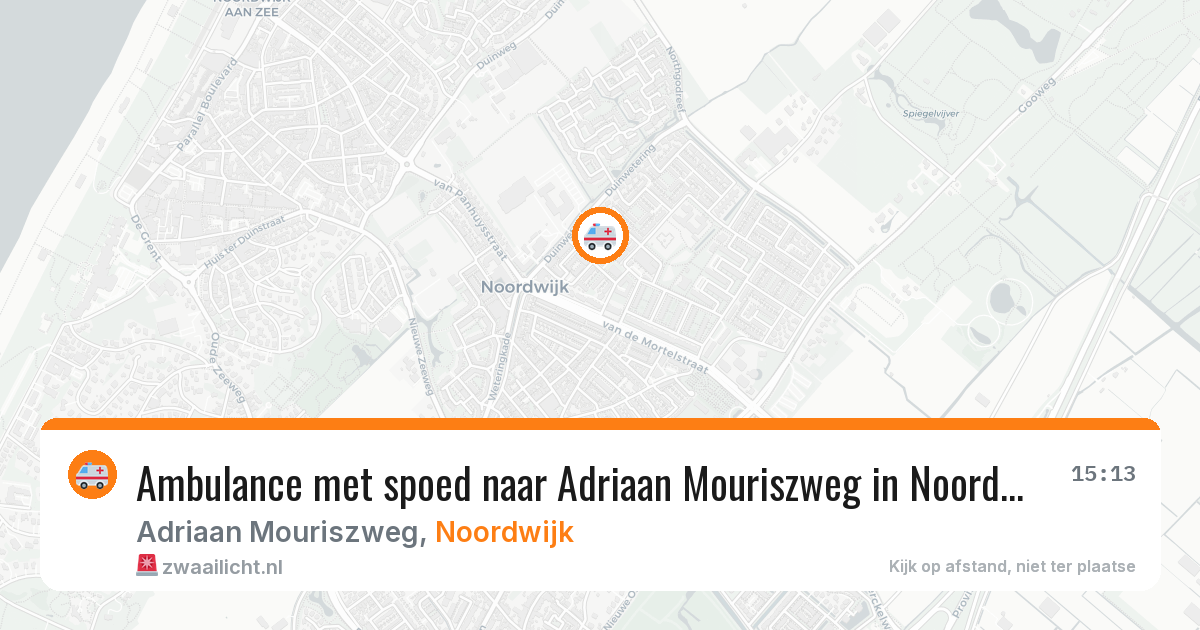 Ambulance met spoed naar Adriaan Mouriszweg in Noordwijk — 22 jun 2026