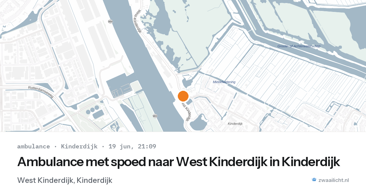 Ambulance met spoed naar West Kinderdijk in Kinderdijk — 19 jun 2026