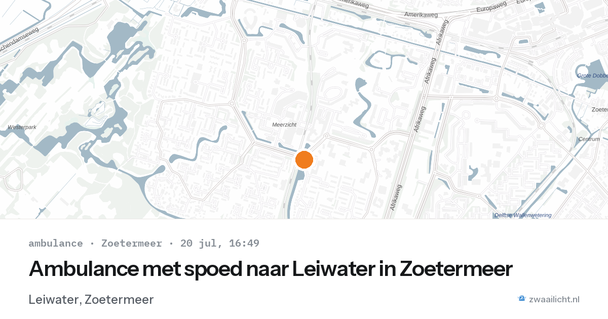 Ambulance met spoed naar Leiwater in Zoetermeer — 20 jul 2026