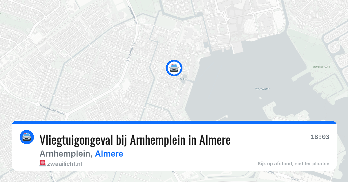Vliegtuigongeval bij Arnhemplein in Almere — 2 jul 2026