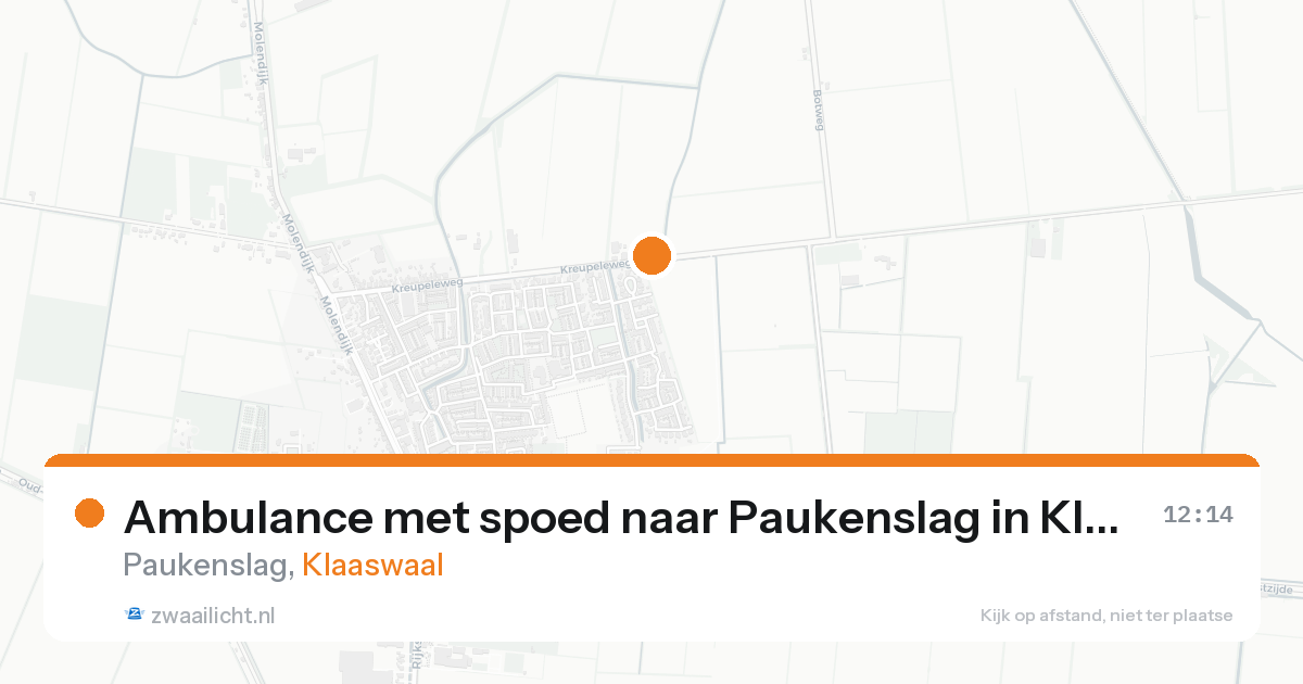 Ambulance met spoed naar Paukenslag in Klaaswaal — 15 aug 2026