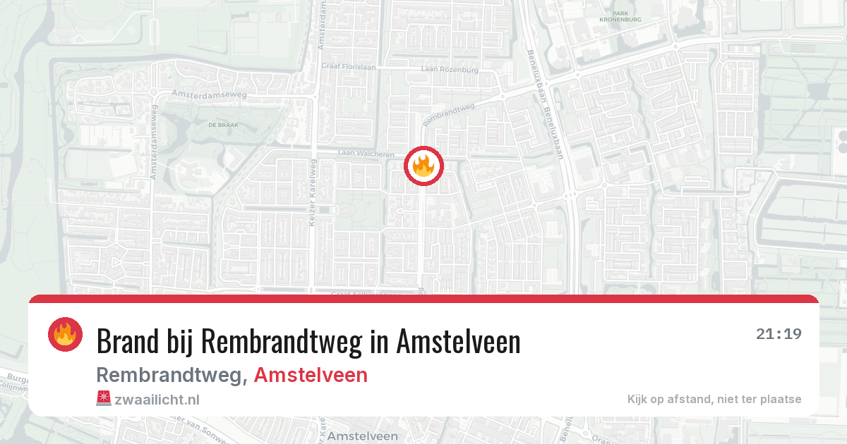 Brand bij Rembrandtweg in Amstelveen — 10 jul 2026