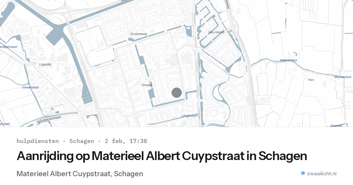 Aanrijding op Materieel Albert Cuypstraat in Schagen — 2 feb 2026