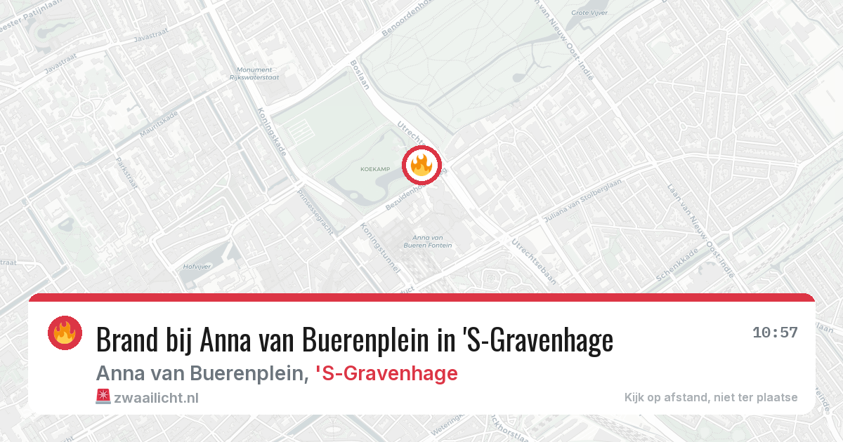 Brand bij Anna van Buerenplein in 'S-Gravenhage — 18 jun 2026