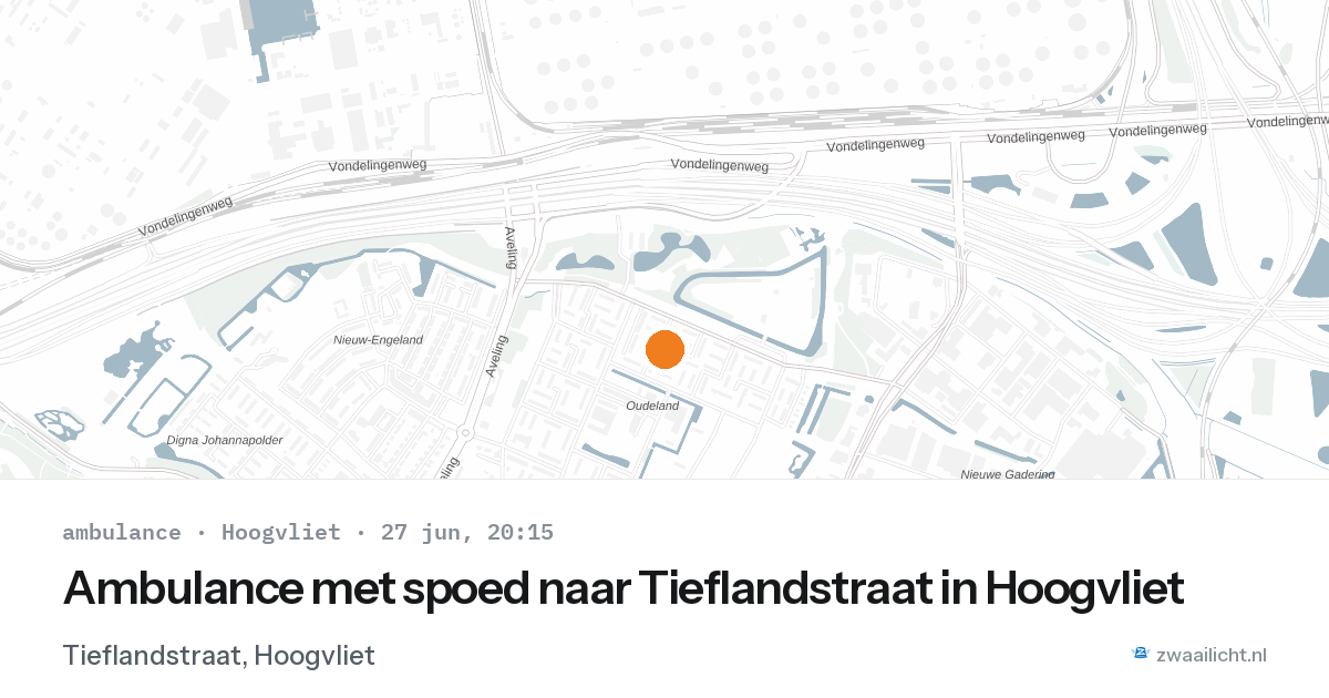 Ambulance met spoed naar Tieflandstraat in Hoogvliet — 27 jun 2026