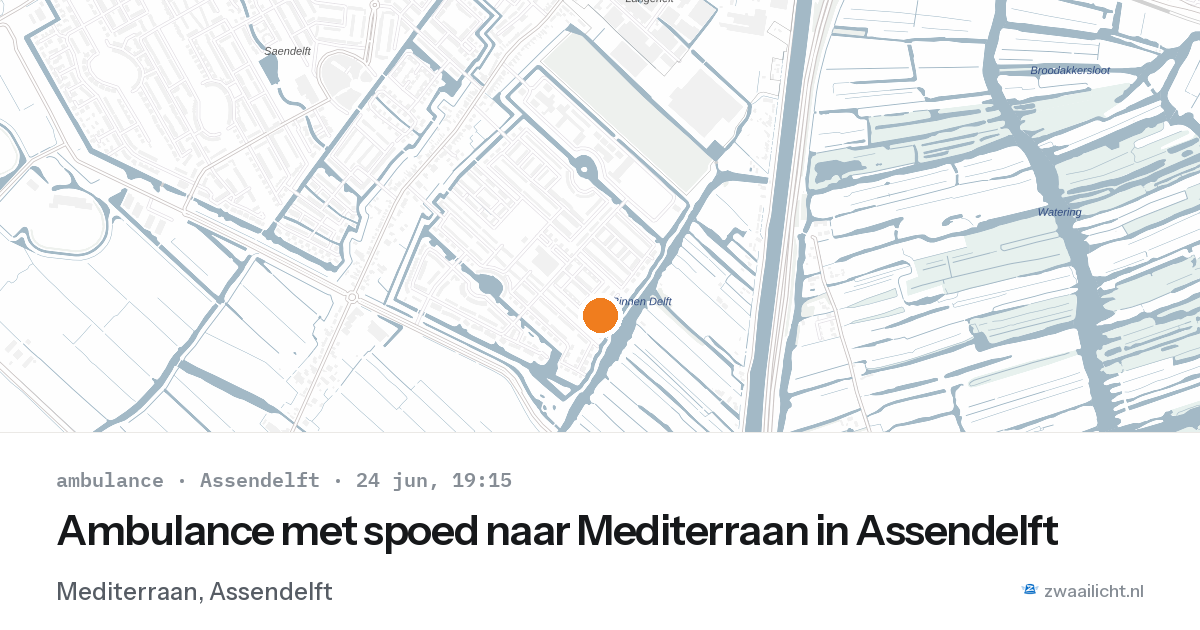 Ambulance met spoed naar Mediterraan in Assendelft — 24 jun 2026