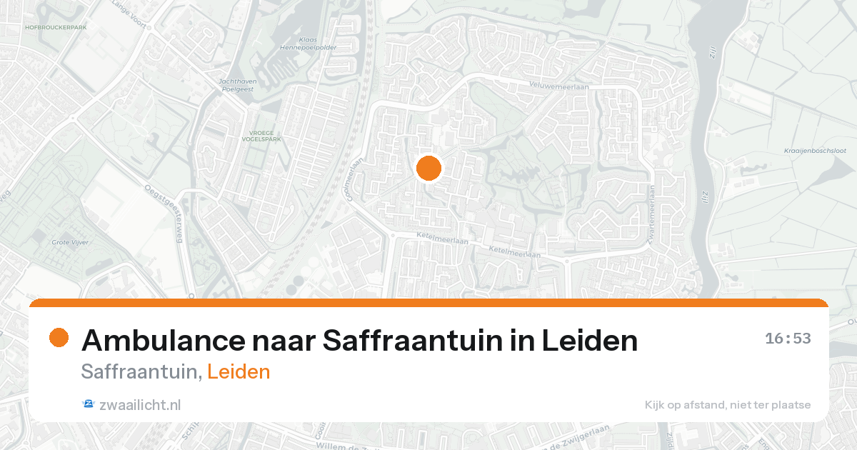 Ambulance naar Saffraantuin in Leiden — 15 aug 2026