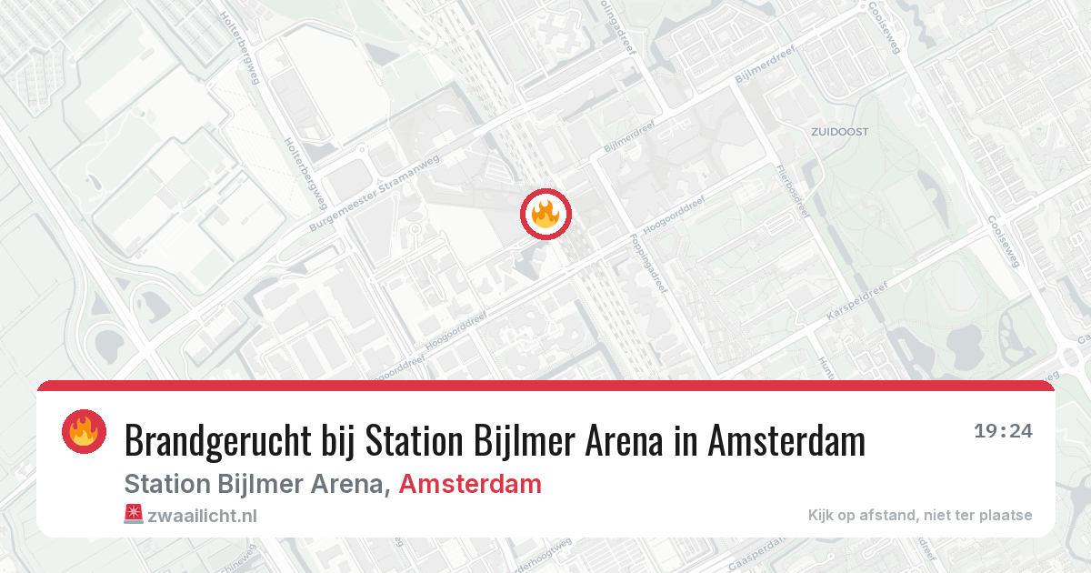 Brandgerucht bij Station Bijlmer Arena in Amsterdam — 1 apr 2026