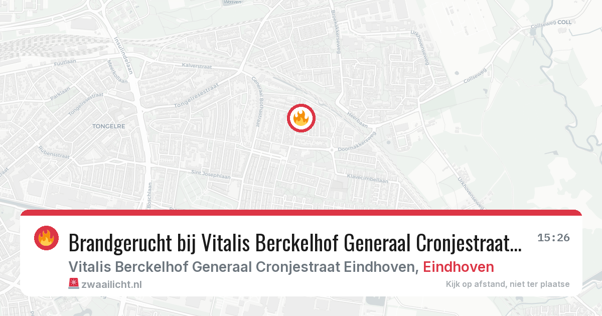 Brandgerucht bij Vitalis Berckelhof Generaal Cronjestraat Eindhoven in Eindhoven — 27 apr 2026