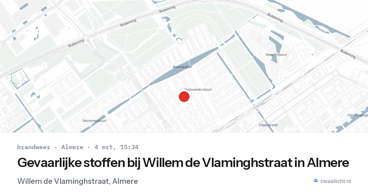 Gevaarlijke stoffen bij Willem de Vlaminghstraat in Almere — 4 mrt 2026