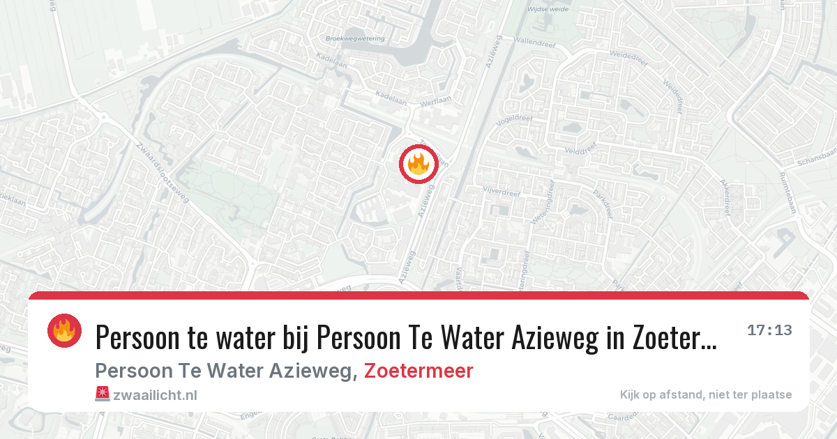 Persoon te water bij Persoon Te Water Azieweg in Zoetermeer — 19 jun 2026