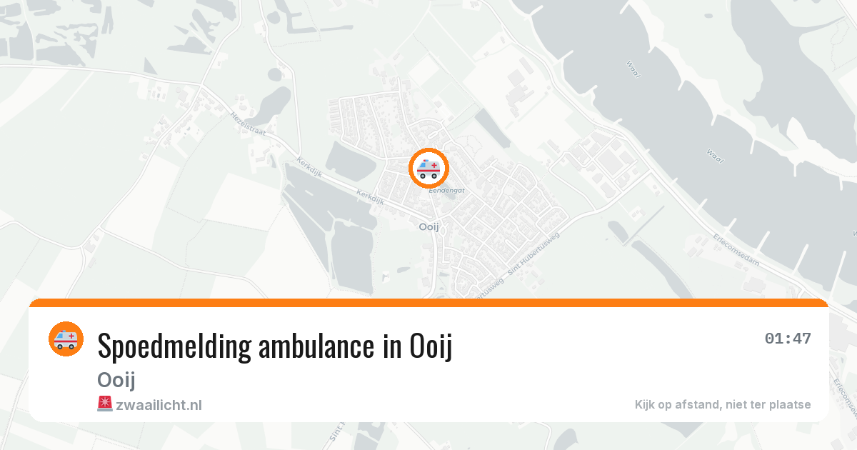 Spoedmelding ambulance in Ooij — 8 aug 2026