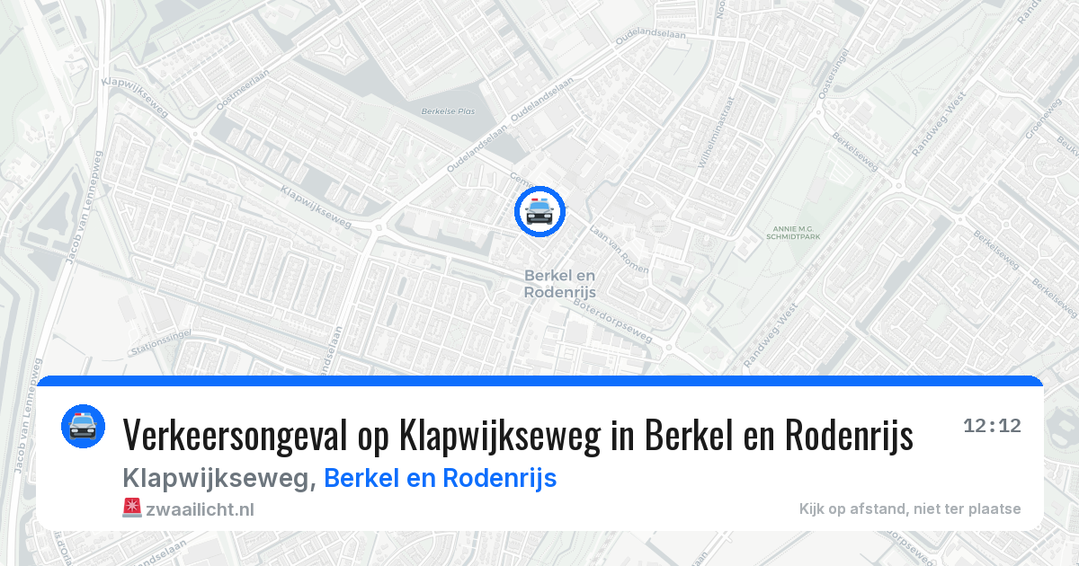 Verkeersongeval op Klapwijkseweg in Berkel en Rodenrijs — 26 mei 2026