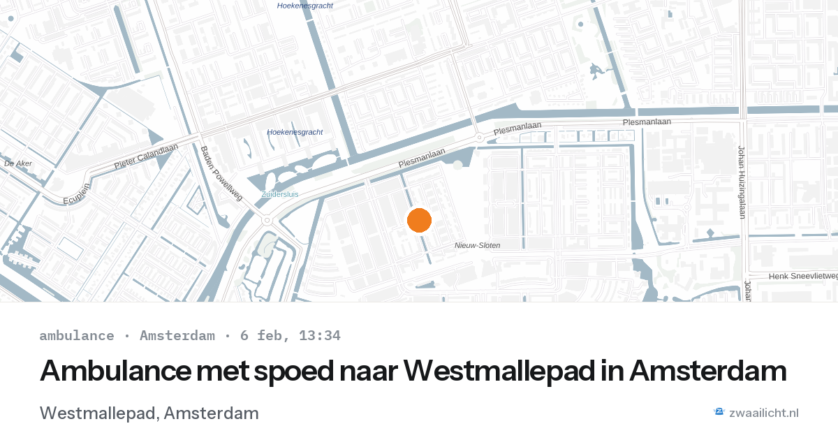 Ambulance met spoed naar Westmallepad in Amsterdam — 6 feb 2026