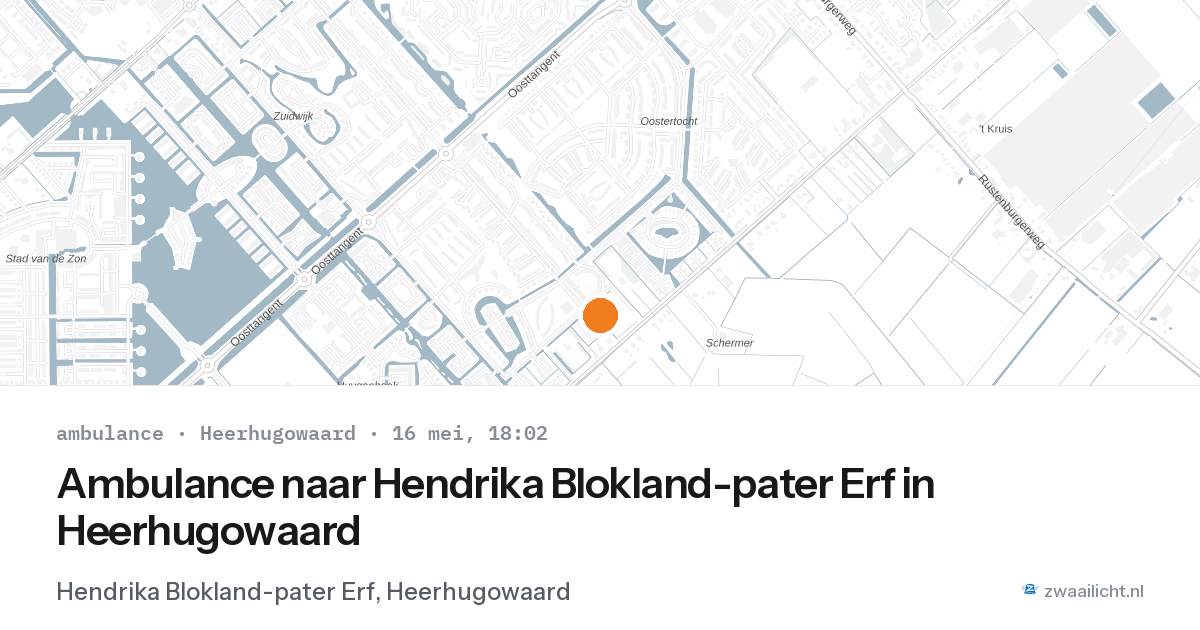 Ambulance naar Hendrika Blokland-pater Erf in Heerhugowaard — 16 mei 2026