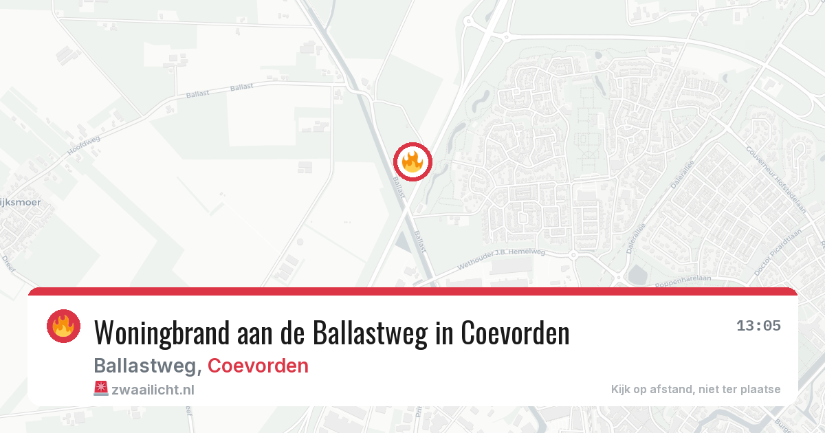 Woningbrand aan de Ballastweg in Coevorden — 19 jun 2026