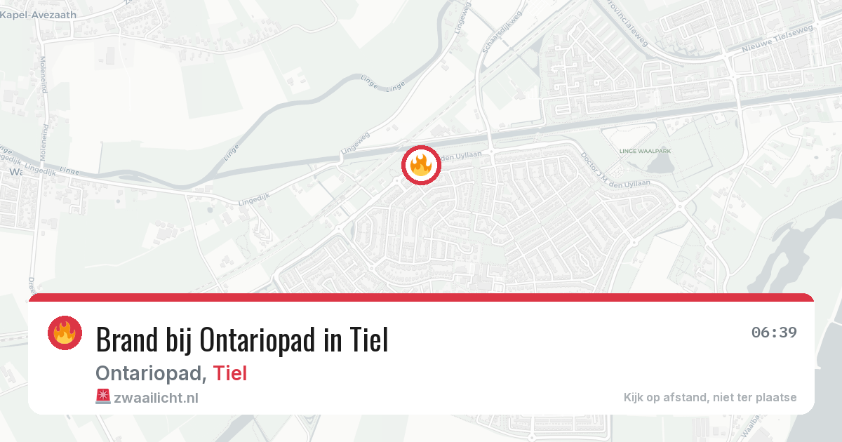 Brand bij Ontariopad in Tiel — 22 jun 2026