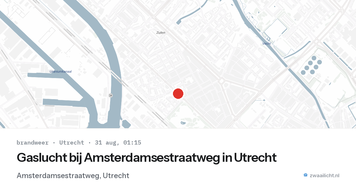 Gaslucht bij Amsterdamsestraatweg in Utrecht — 30 aug 2026