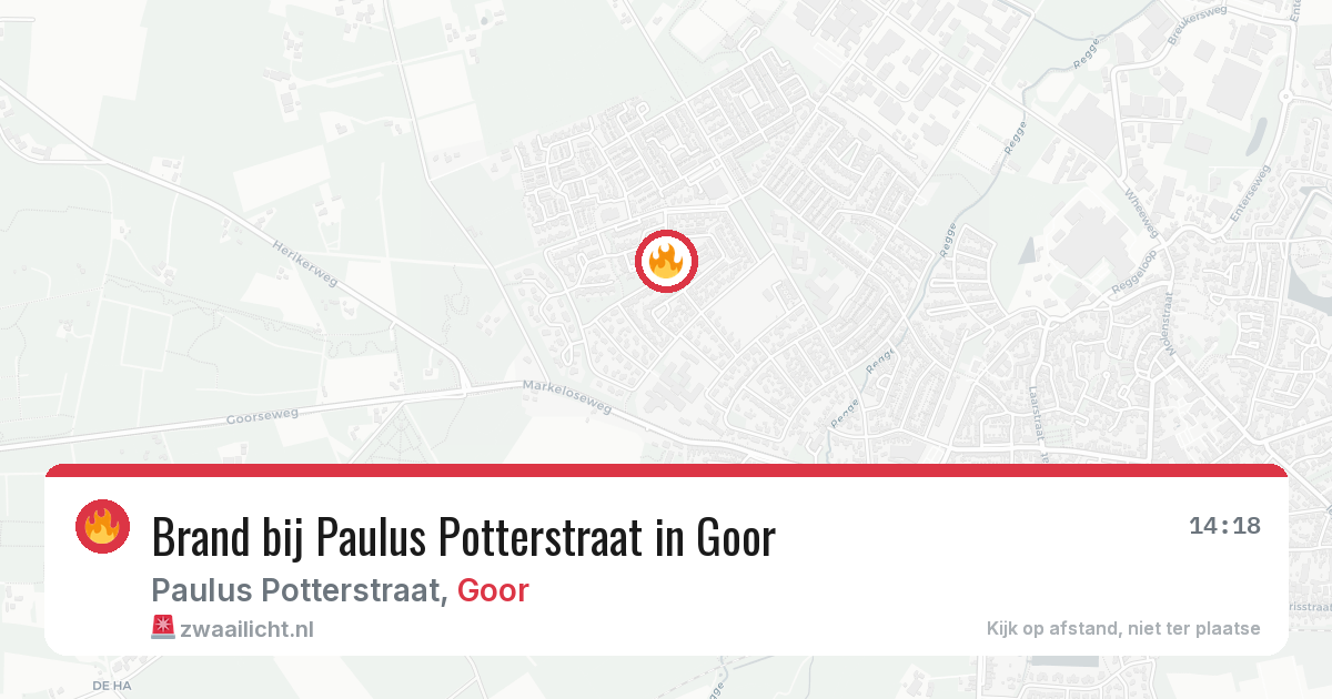 Brand bij Paulus Potterstraat in Goor — 22 jul 2026