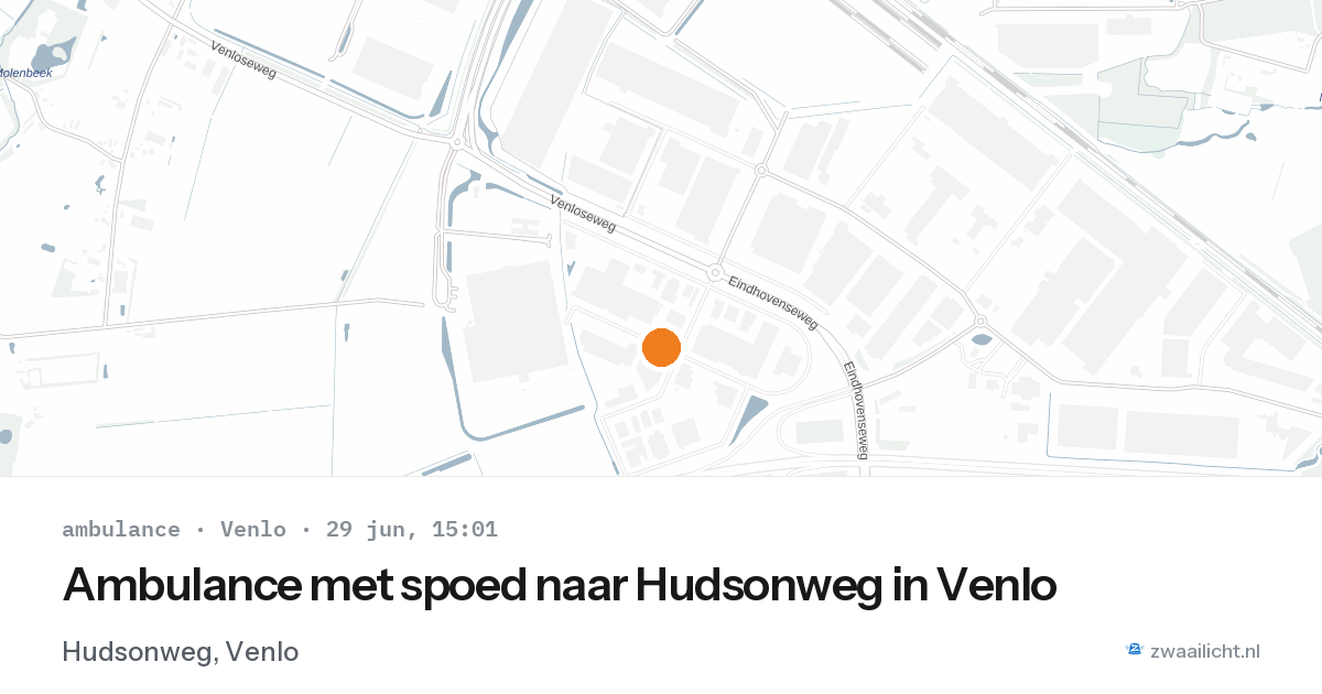 Ambulance met spoed naar Hudsonweg in Venlo — 29 jun 2026