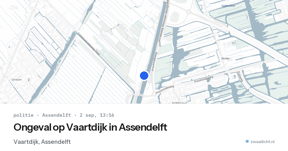 Ongeval op Vaartdijk in Assendelft — 2 sep 2026