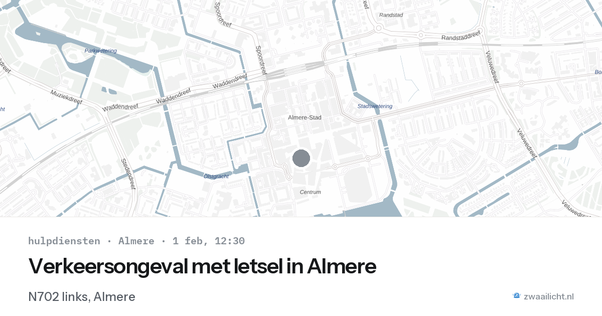 Verkeersongeval met letsel in Almere — 1 feb 2026