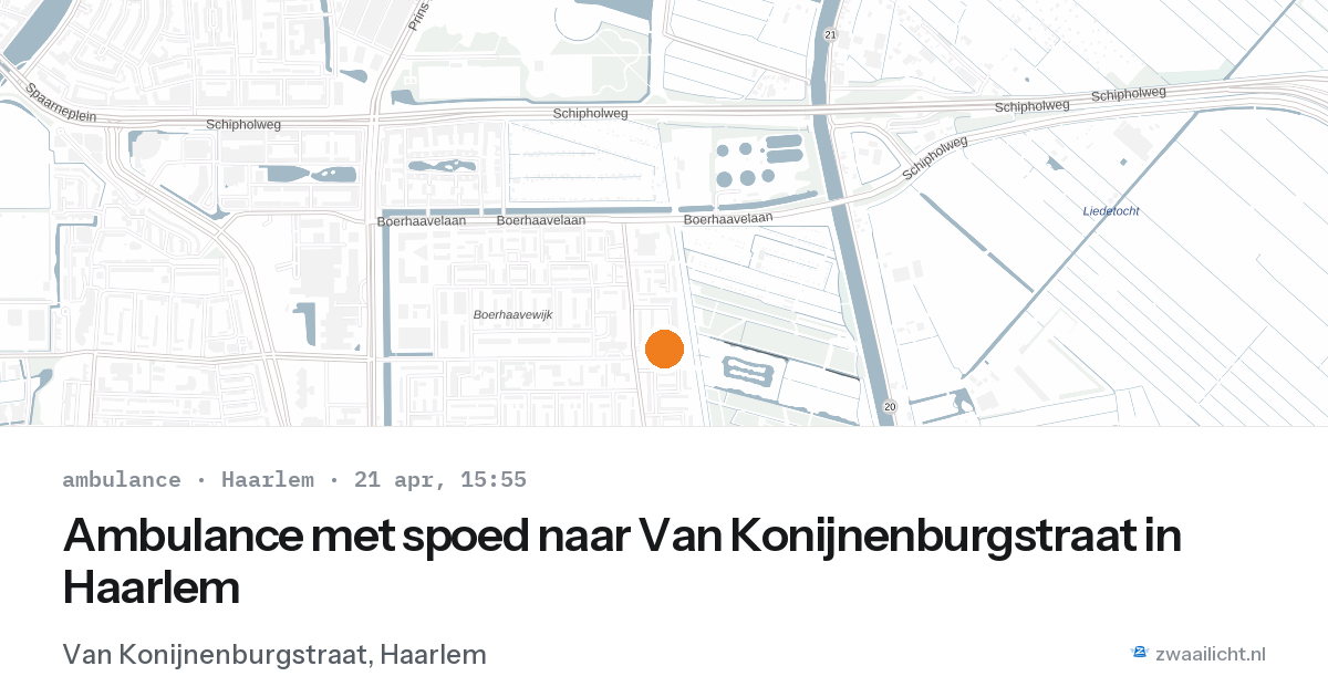 Ambulance met spoed naar Van Konijnenburgstraat in Haarlem — 21 apr 2026