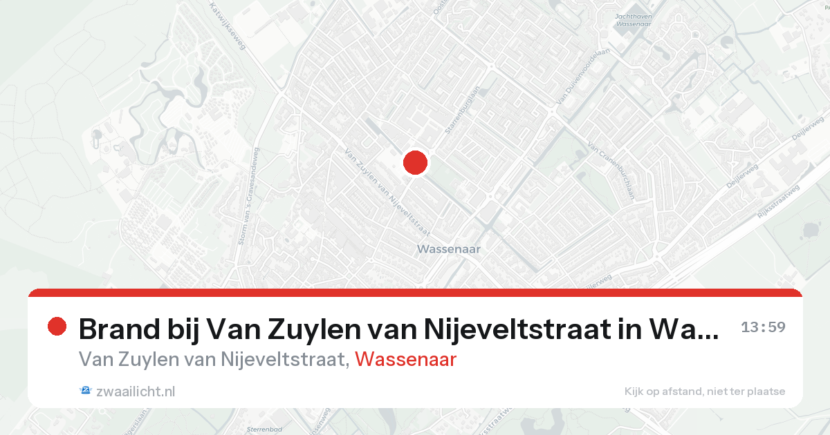 Brand bij Van Zuylen van Nijeveltstraat in Wassenaar — 19 aug 2026