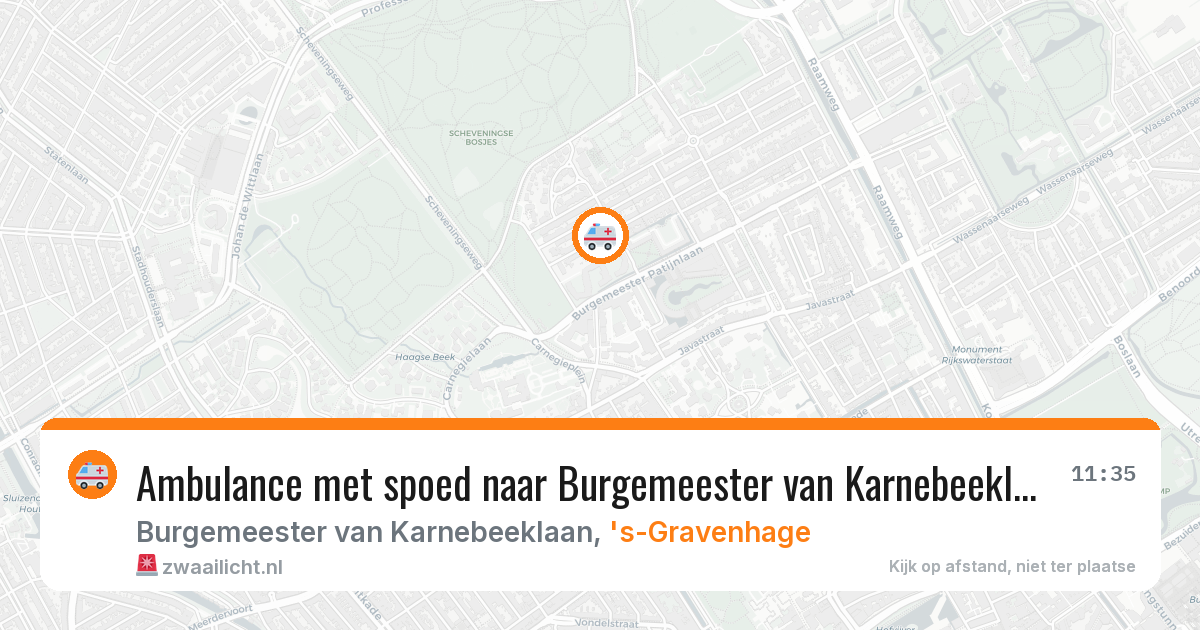 Ambulance met spoed naar Burgemeester van Karnebeeklaan in 's-Gravenhage — 21 feb 2026